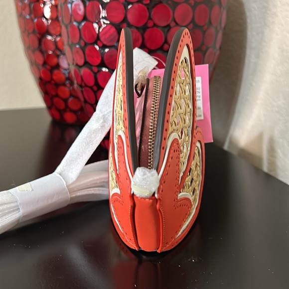 Kate Spade NWT Wing It Wicker Butterfly Coin Purse On A Chain - Picture 5 of 11